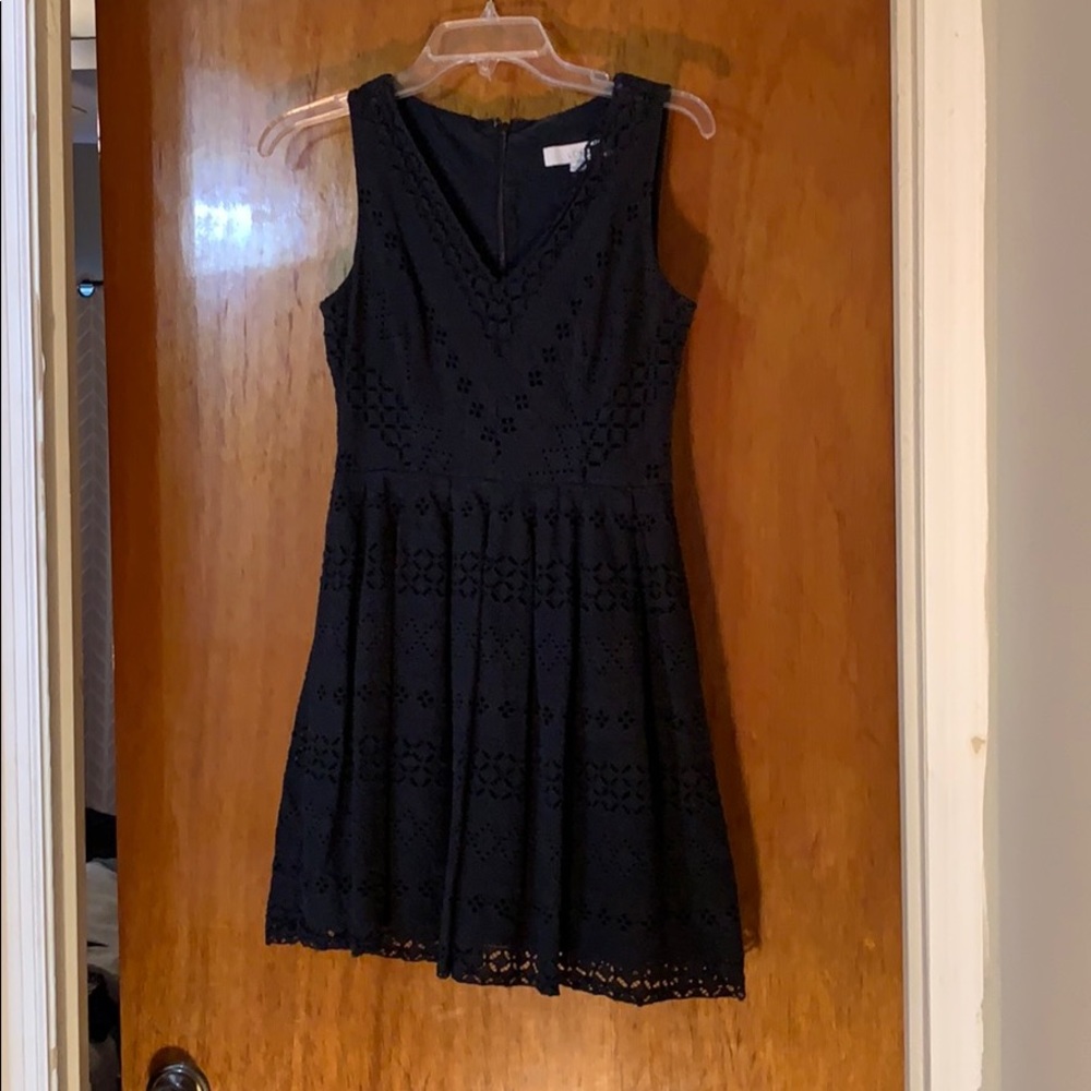 Black eyelet sleeveless dress